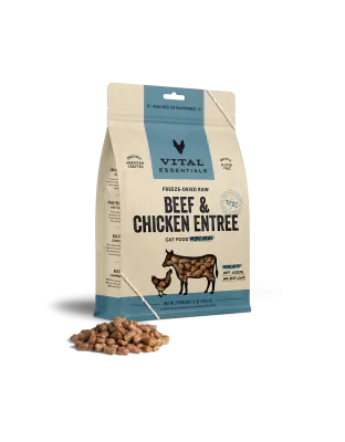 Vital Essentials Cat Freeze Dried Mini Nibs Beef Chicken 12oz.