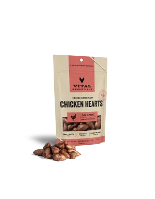 Vital Essentials Dog Freeze-Dried Treat Chicken Hearts 1.9oz.