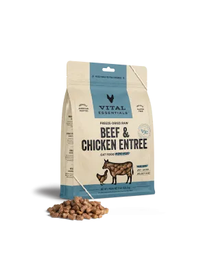 Vital Essentials Cat Freeze Dried Mini Nibs Beef Chicken 8oz.