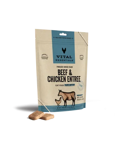 Vital Essentials Cat Freeze Dried Mini Patties Beef Chicken 3.75oz.