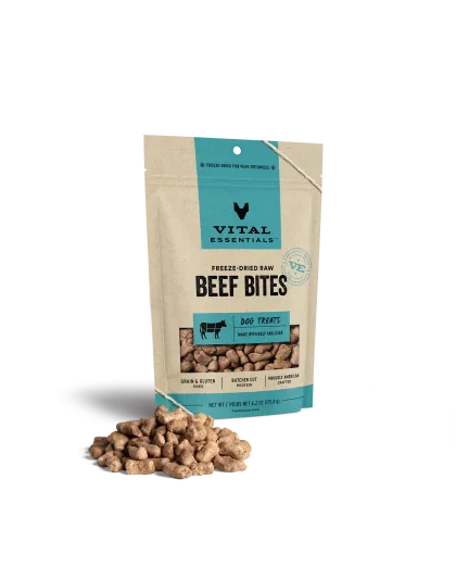 Vital Essentials Dog Freeze-Dried Treat Bites Beef 6.2oz.