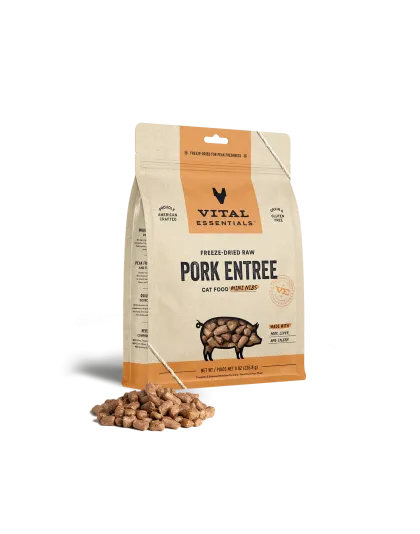 Vital Essentials Cat Freeze Dried Mini Nibs Pork 8oz.