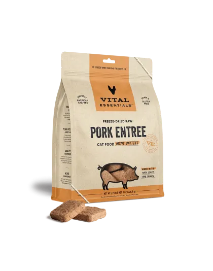 Vital Essentials Cat Freeze Dried Mini Patties Pork 8oz.