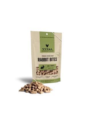 Vital Essentials Dog Freeze-Dried Treat Bites Rabbit 2oz.