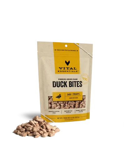 Vital Essentials Dog Freeze-Dried Treat Bites Duck 5.5oz.