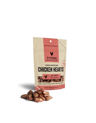 Vital Essentials Cat Freeze-Dried Treat Chicken Hearts 0.8oz.