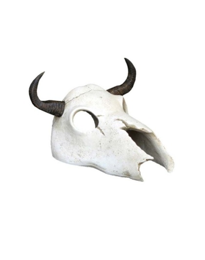 Weco Products Wecorama Catacombs Longhorn Skull Aquarium Ornament Black, White, 1ea