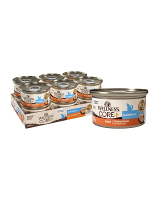 Wellness Core+ Cat Hairball Chicken Grain-free Pate 2.8oz. (Case of 12)