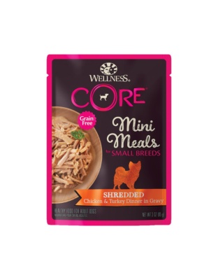 Wellness Core Small Breed Mini Meal Shredded Chicken Turkey Dinner 3oz. (Case of 12)