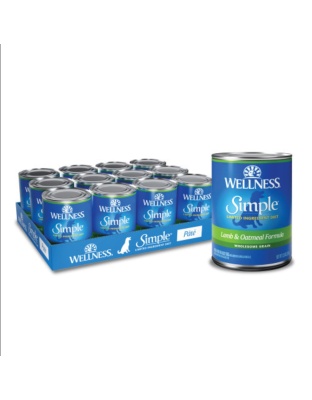 Wellness Dog Simple Grain-free Lamb Oatmeal LID 12.5oz. (Case of 12)