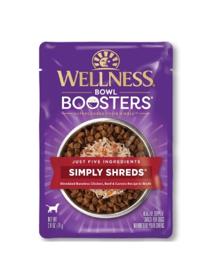 Wellness Bowl Boosters Simply Shreds 2.8oz. Chicken Beef Shred (Case of 12)