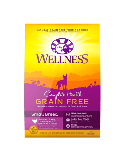 Wellness Dog Grain Free Small Breed 11Lb Turkey Chicken Salmon Complete Health