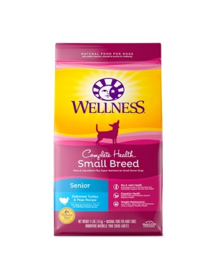 Wellness Dog Small Breed Senior 4Lb Turkey Peas Complete Health