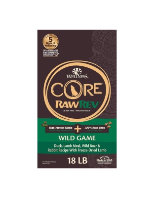 Wellness Dog Core Rawrev Wildgame 18Lb Duck Lamb Boar Rabbit