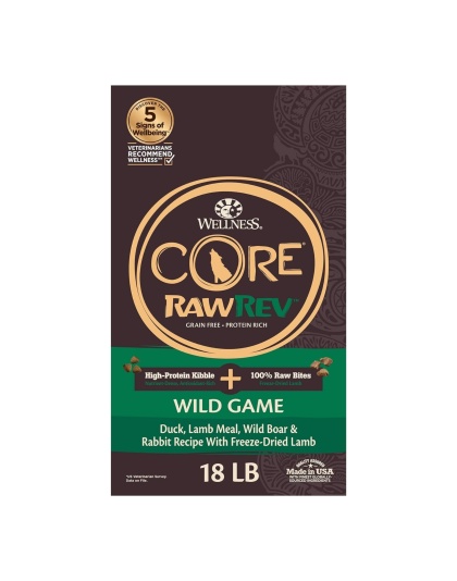 Wellness Dog Core Rawrev Wildgame 18Lb Duck Lamb Boar Rabbit