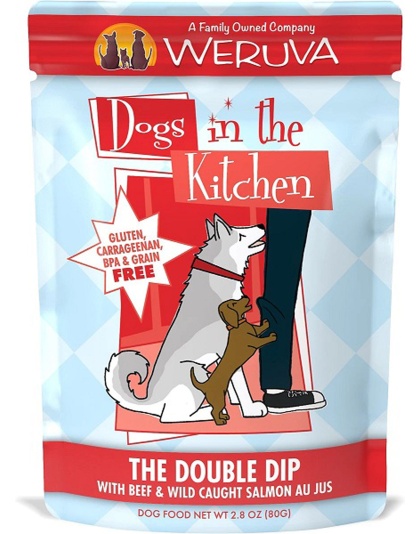 Dogs In The Kitchen Dog The Double Dip With Beef & Wild-Caught Salmon Au Jus 2.8oz. Pouch (Case of 12)