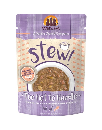 Weruva Cat Stew! Too Hot To Handle Chickenm, Duck and Salmon 3oz. Pouch (Case of 12)