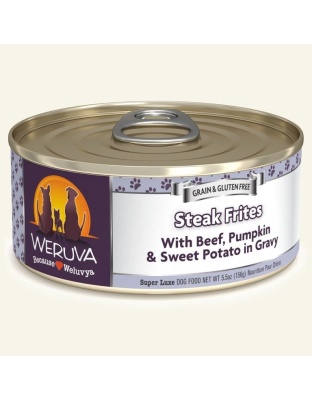 Weruva Dog Steak Frites With Beef; Pumpkin And Sweet Potato In Gravy 5.5oz. (Case of 24)