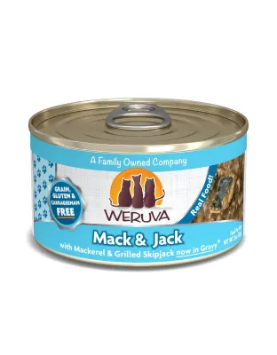 Weruva Cat Mack and Jack with Mackerel and Grilled Skipjack in Gravy 5.5oz. (Case of 12)