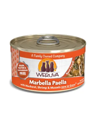 Weruva Cat Marbella Paella with Mackerel; Shrimp and Mussels in Gravy 3oz. (Case of 24)