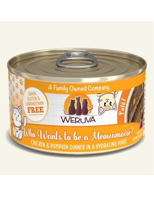 Weruva Cat Pate Who wants to be a Meowionaire Chicken and Pumpkin Dinner 3oz. (Case of 8)