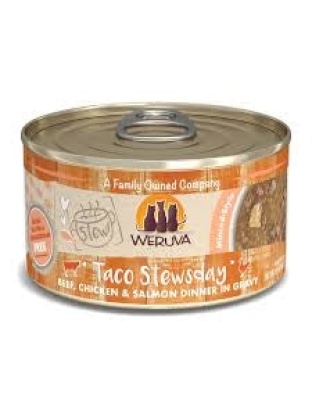 Weruva Cat Stew! Taco Stewsday Beef; Chicken and Salmon 2.8oz (Case of 12)