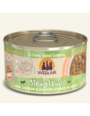 Weruva Cat Stewy Lewis Lamb; Chicken and Salmon Dinner in Gravy 2.8oz. (Case of 12)