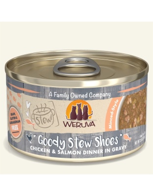 Weruva Cat Stew! Goody Stew Shoes Chicken and Salmon Dinner in Gravy 2.8oz. (Case of 12)