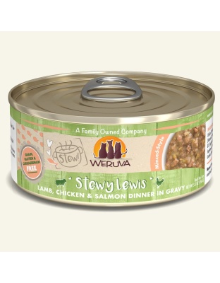 Weruva Cat Stewy Lewis Lamb; Chicken and Salmon Dinner in Gravy 5.5oz (Case of 8)