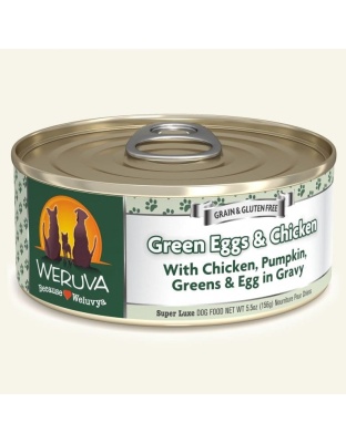 Weruva Dog Green Eggs and Chicken with Chicken; Pumpkin; Greens and Egg in Gravy 5.5oz. (Case of 24)