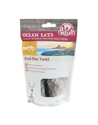 Wild Eats Cod Skin Twist Dog Chews Cod 2oz.