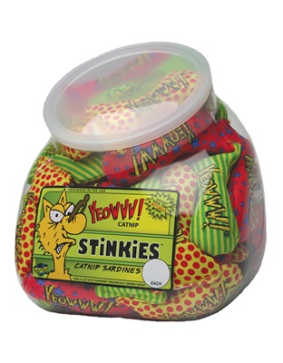 Yeowww! Fish Bowl with School of Stinkies Catnip Toy Display Multi-Color 1ea/3 in, 51 Piece