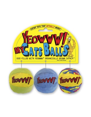 Yeowww! My Cats Ball Catnip Toy Multi-Color 1ea/2 in, 3 pk