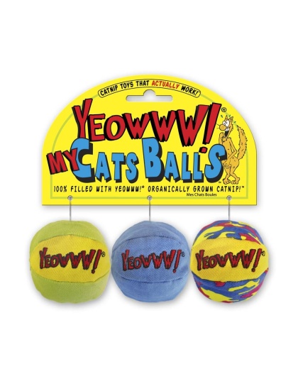 Yeowww! My Cats Ball Catnip Toy Multi-Color 1ea/2 in, 3 pk
