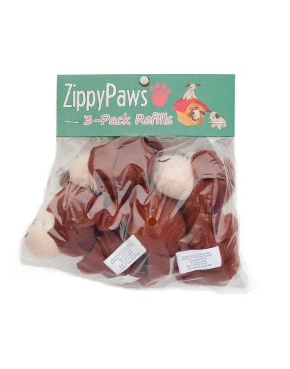 Zippypaws Miniz Monkeys Brown Small-3 Pk