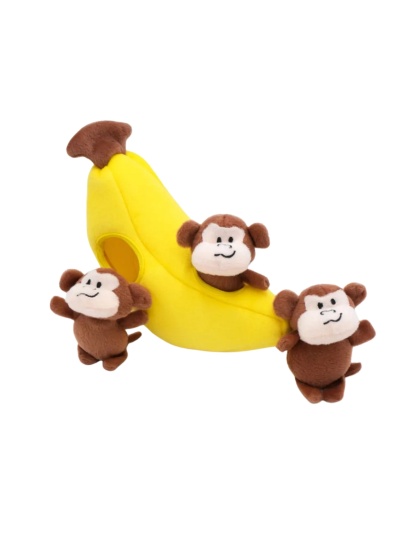 Zippypaws Burrow Monkey 'N Banana Brown/Yellow Medium