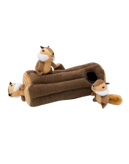 ZippyPaws Zippy Burrow Dog Toy Chipmunks Log 1ea/XL