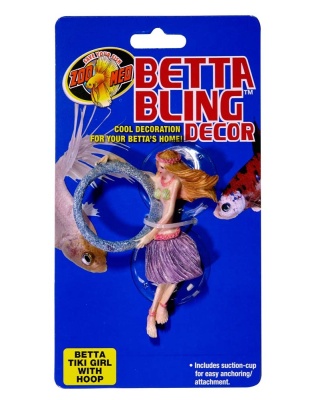 Zoo Med Betta Bling Tiki Girl Statue with Hoop Multi-Color 1ea