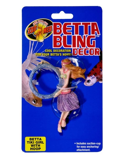 Zoo Med Betta Bling Tiki Girl Statue with Hoop Multi-Color 1ea