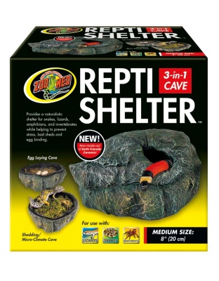 Zoo Med Repti Shelter 3-in-1 Cave Terrarium Hideaway Black 1ea/8 in, MD