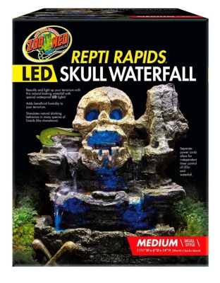 Zoo Med Repti Rapids LED Skull Waterfall Brown/Black 1ea/MD