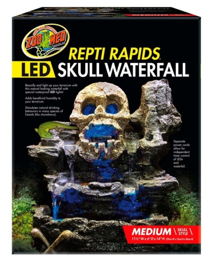 Zoo Med Repti Rapids LED Skull Waterfall Brown/Black 1ea/MD