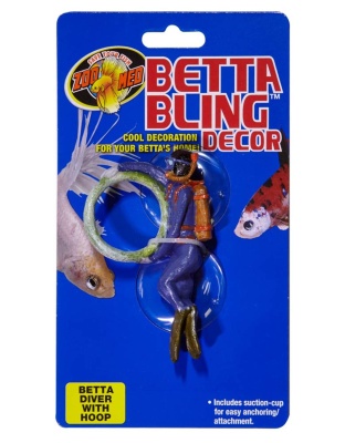 Zoo Med Betta Bling Diver Aquarium Ornament with Hoop Multi-Color 1ea