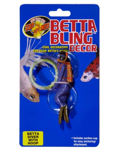 Zoo Med Betta Bling Diver Aquarium Ornament with Hoop Multi-Color 1ea