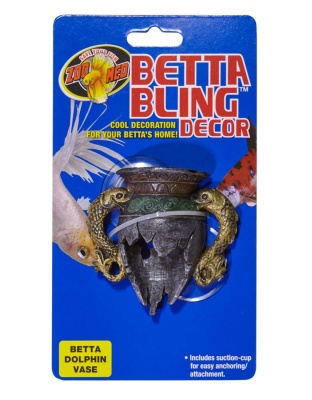 Zoo Med Betta Bling Dolphin Vase Aquarium Ornament Multi-Color 1ea