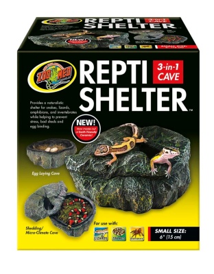 Zoo Med Repti Shelter 3-in-1 Cave Terrarium Hideaway Black 1ea/6 in, SM