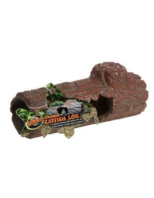 Zoo Med Ceramic Catfish Log Aquarium Ornament Brown 1ea/6.45 in, MD