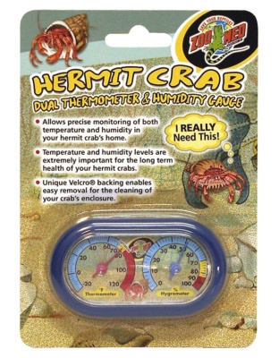 Zoo Med Hermit Crab Dual Thermometer & Humidity Gauge Assorted 1ea