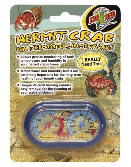 Zoo Med Hermit Crab Dual Thermometer & Humidity Gauge Assorted 1ea