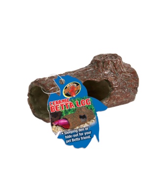Zoo Med Ceramic Betta Log Aquarium Ornament Brown 1ea/4.25 in, SM